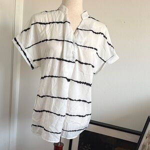 SHEIN White Shirt with Black Horizontal Stripes